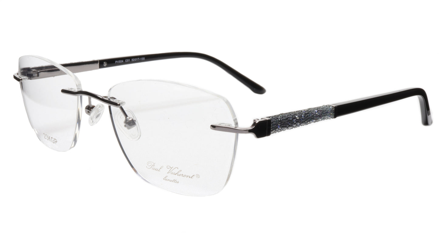 Paul Vosheront Eyeglasses Frame PV504 C01 Gold Plated Acetate Italy 52-17-135 36 - Frame Bay