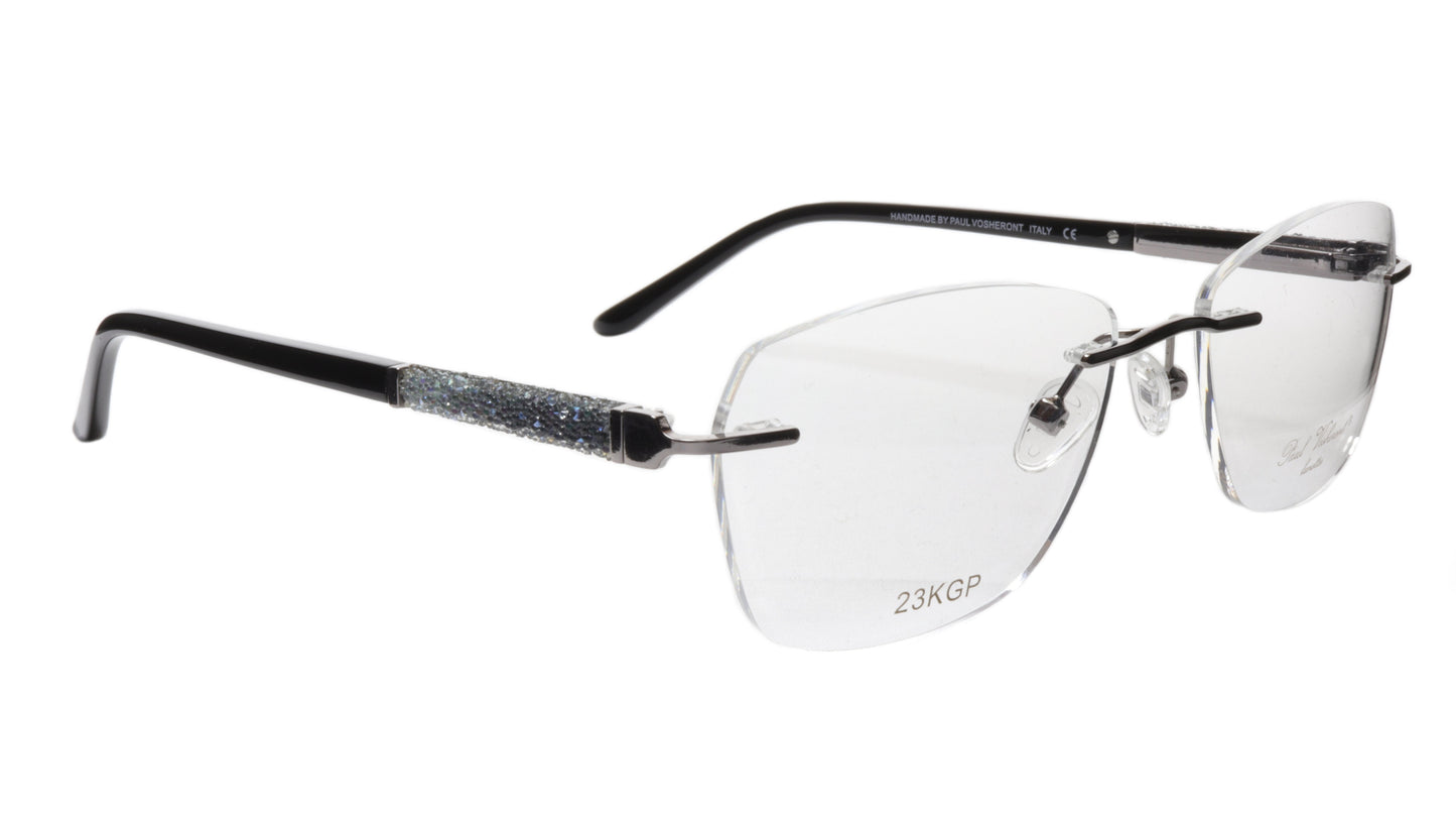Paul Vosheront Eyeglasses Frame PV504 C01 Gold Plated Acetate Italy 52-17-135 36 - Frame Bay