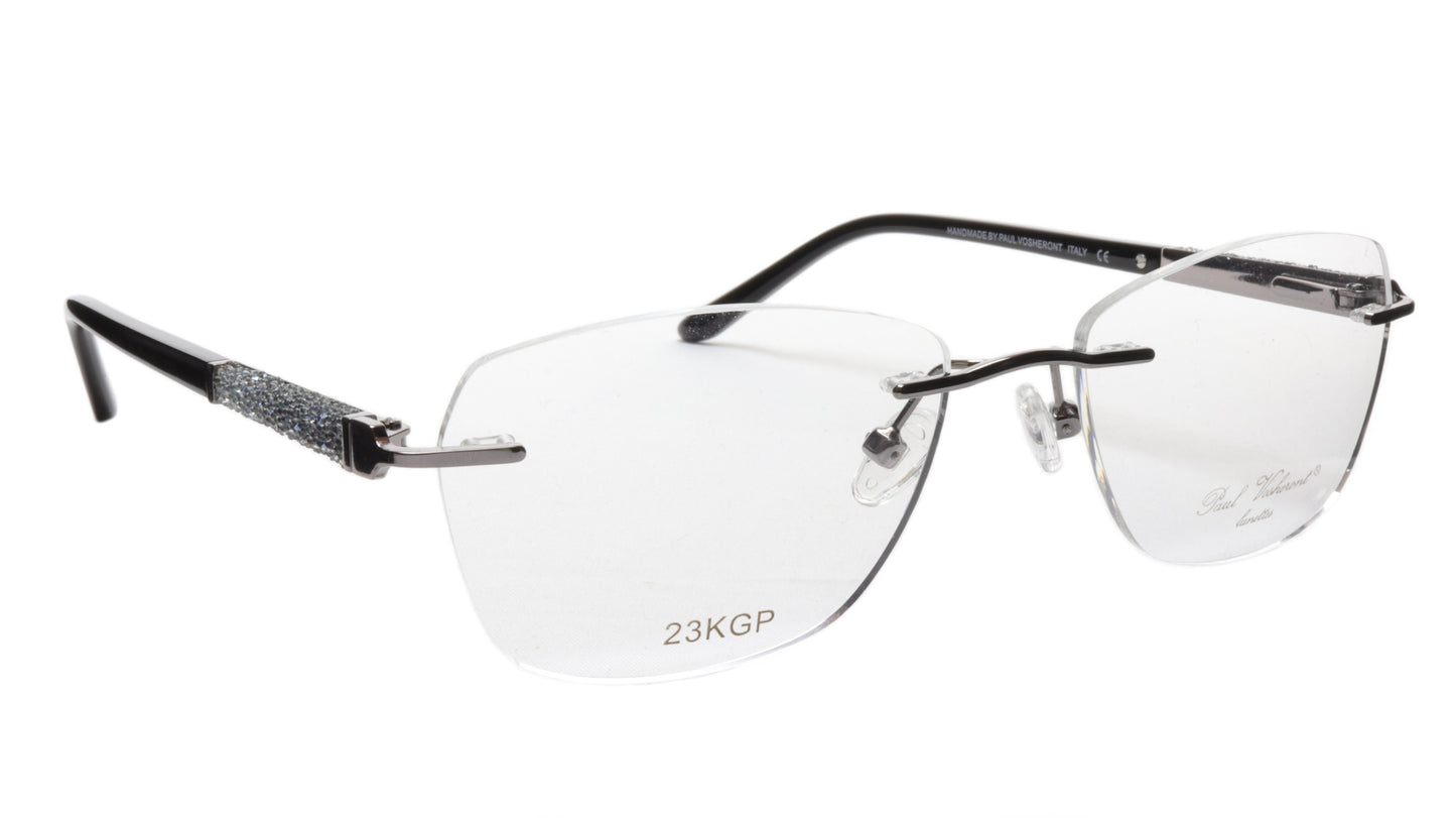 Paul Vosheront Eyeglasses Frame PV504 C01 Gold Plated Acetate Italy 52-17-135 36 - Frame Bay