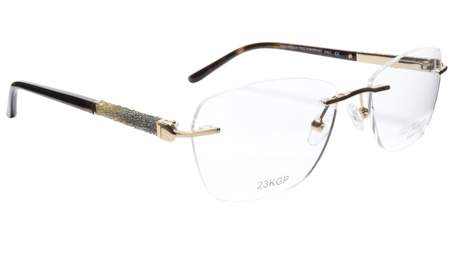 Paul Vosheront Eyeglasses Frame PV504 C02 Gold Plated Acetate Italy 52-17-135 36 - Frame Bay