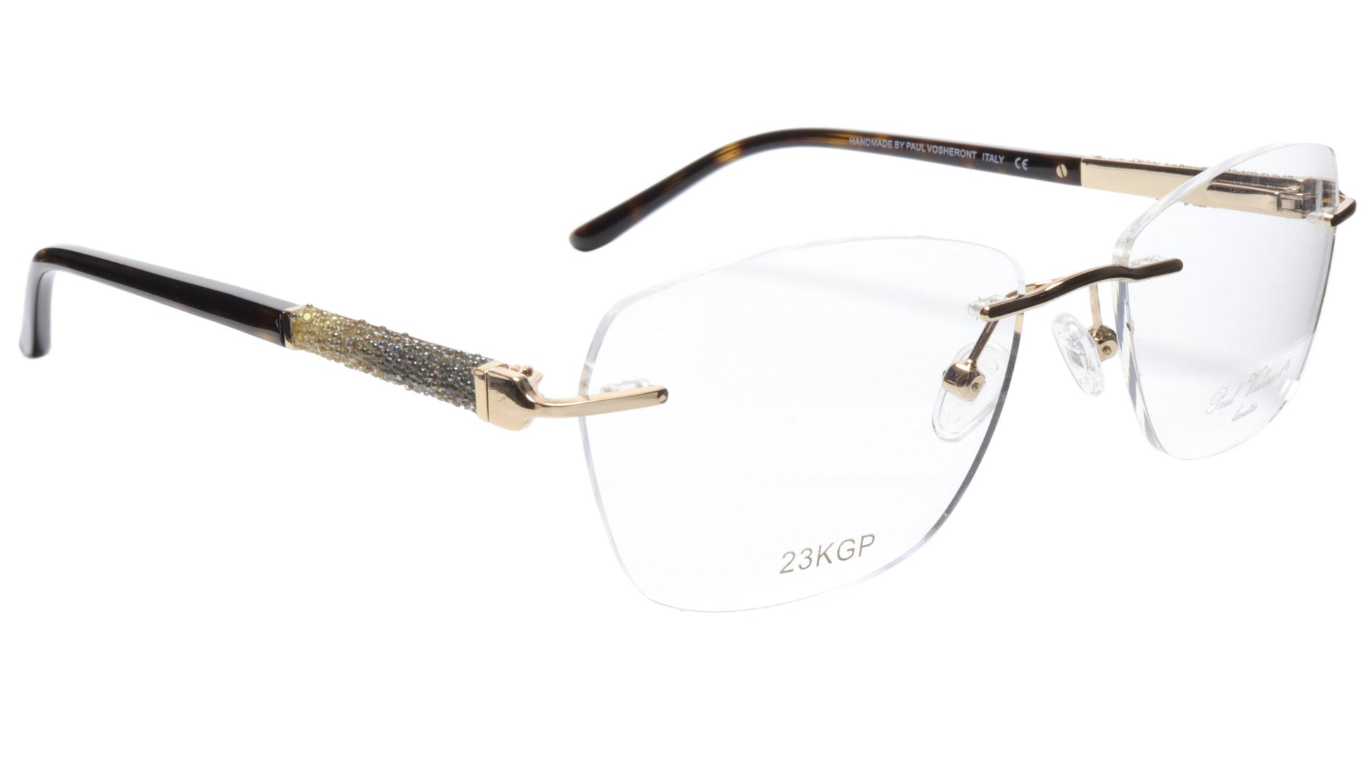 Paul Vosheront Eyeglasses Frame PV504 C02 Gold Plated Acetate Italy 52-17-135 36 - Frame Bay
