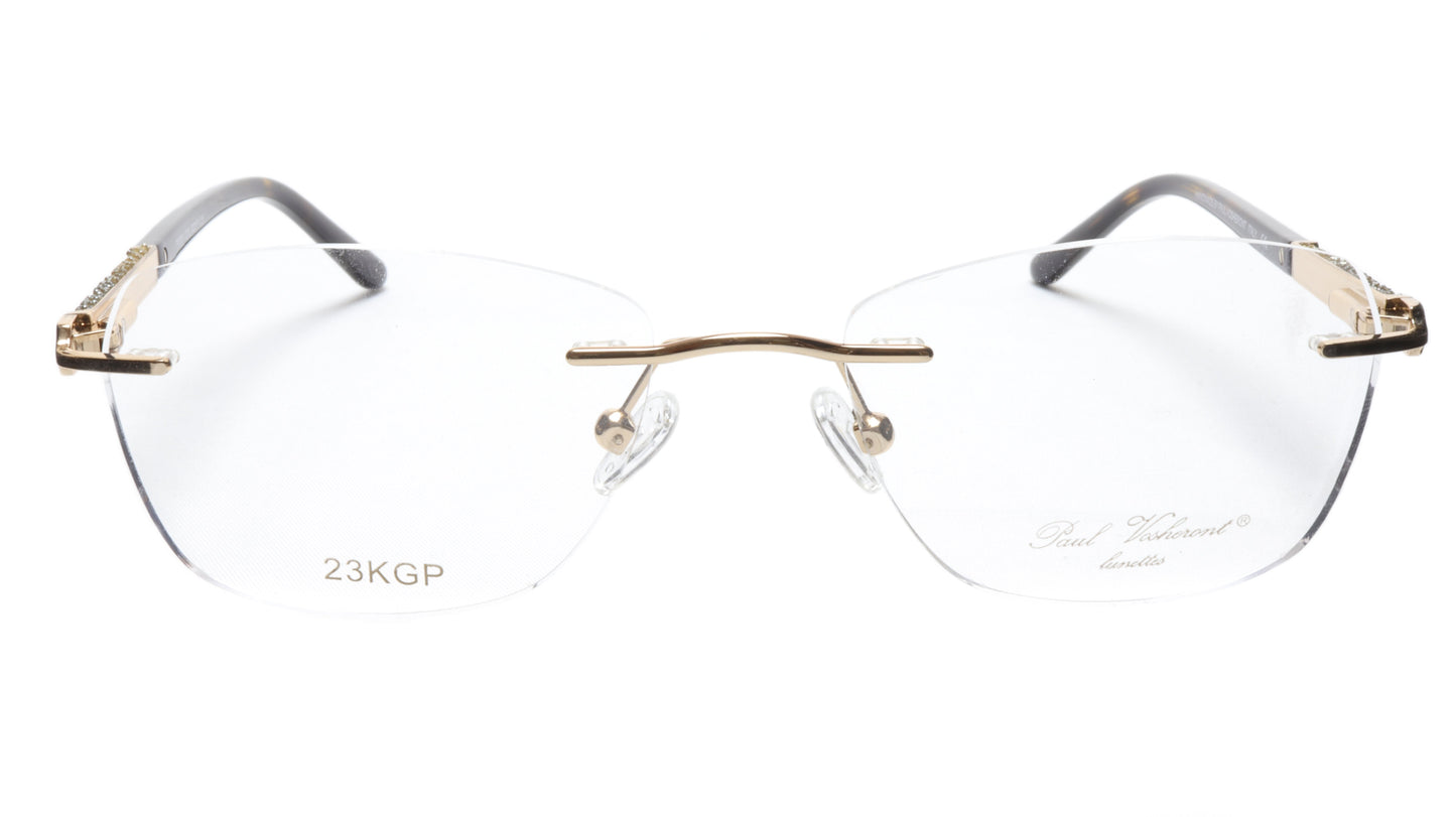 Paul Vosheront Eyeglasses Frame PV504 C02 Gold Plated Acetate Italy 52-17-135 36 - Frame Bay