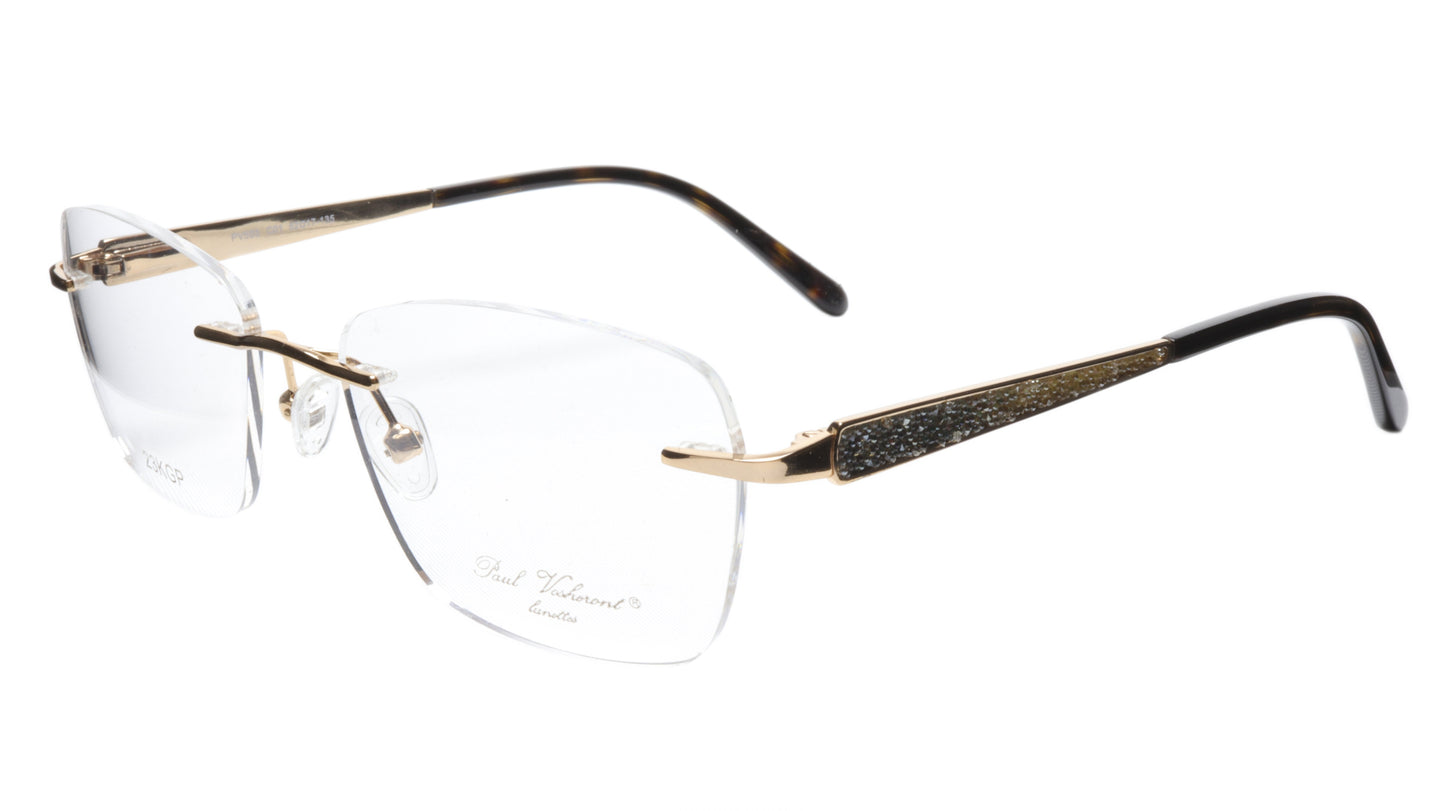 Paul Vosheront Eyeglasses Frame PV503 C01 Gold Plated Acetate Italy 52-17-135 36 - Frame Bay