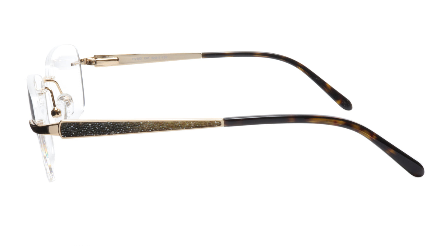 Paul Vosheront Eyeglasses Frame PV503 C01 Gold Plated Acetate Italy 52-17-135 36 - Frame Bay
