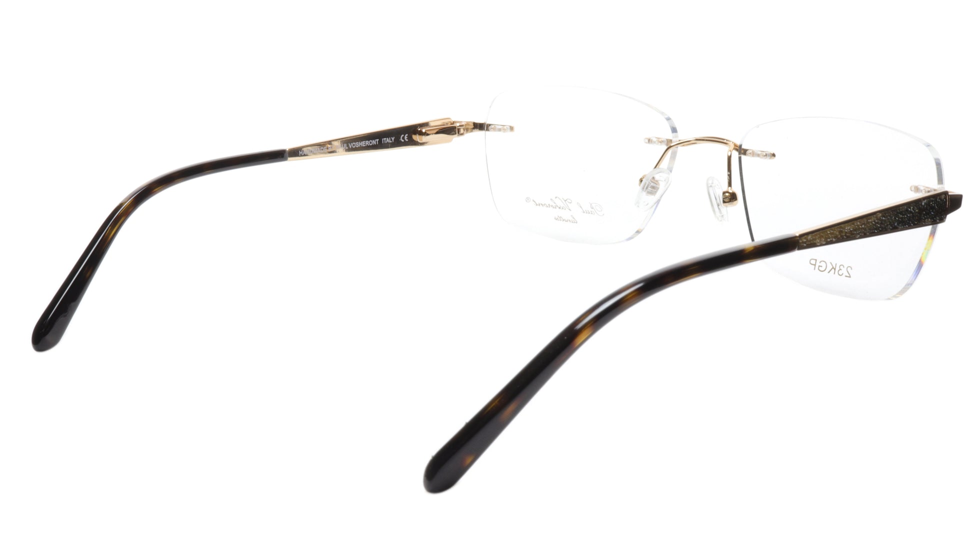 Paul Vosheront Eyeglasses Frame PV503 C01 Gold Plated Acetate Italy 52-17-135 36 - Frame Bay