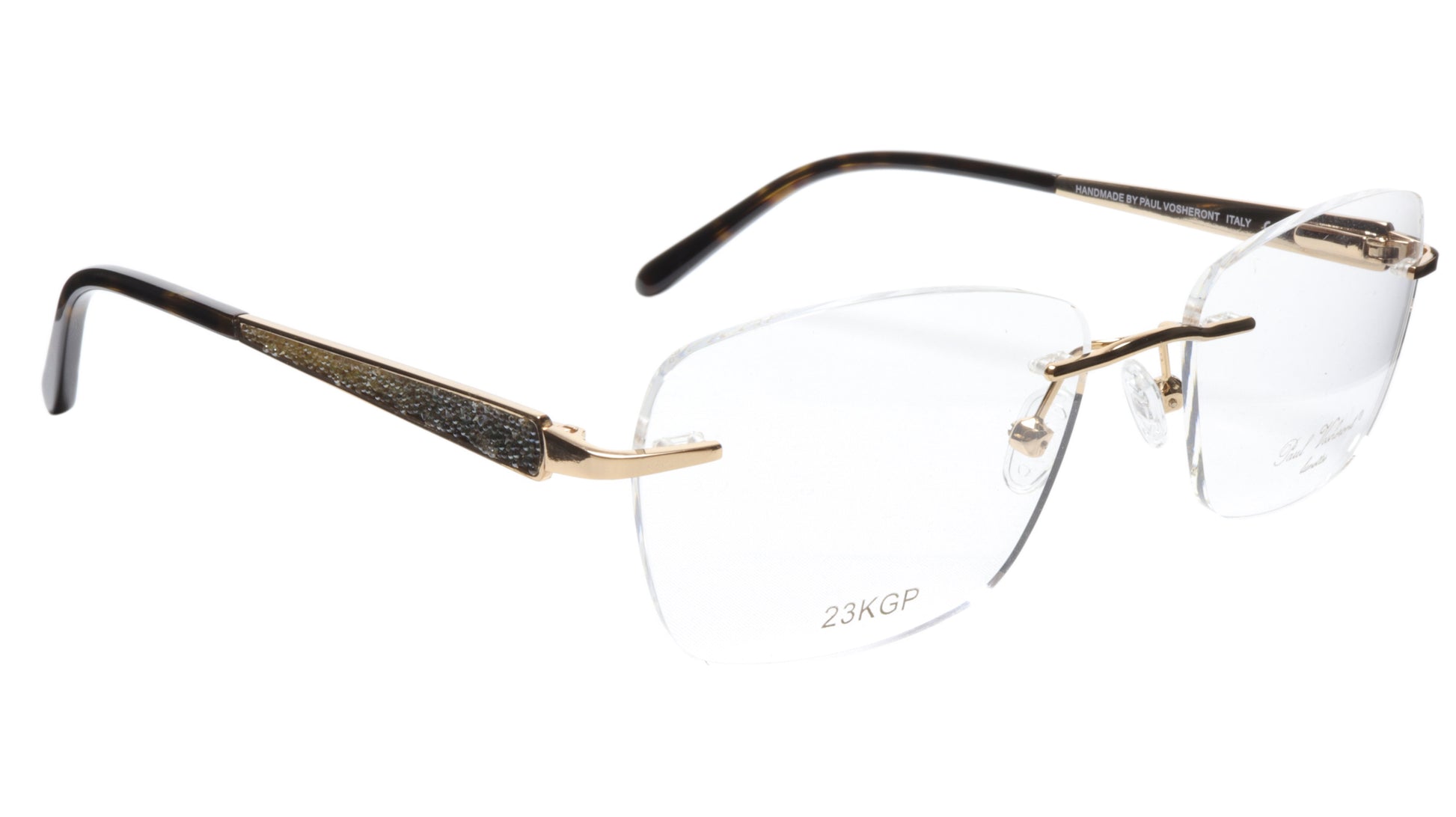 Paul Vosheront Eyeglasses Frame PV503 C01 Gold Plated Acetate Italy 52-17-135 36 - Frame Bay