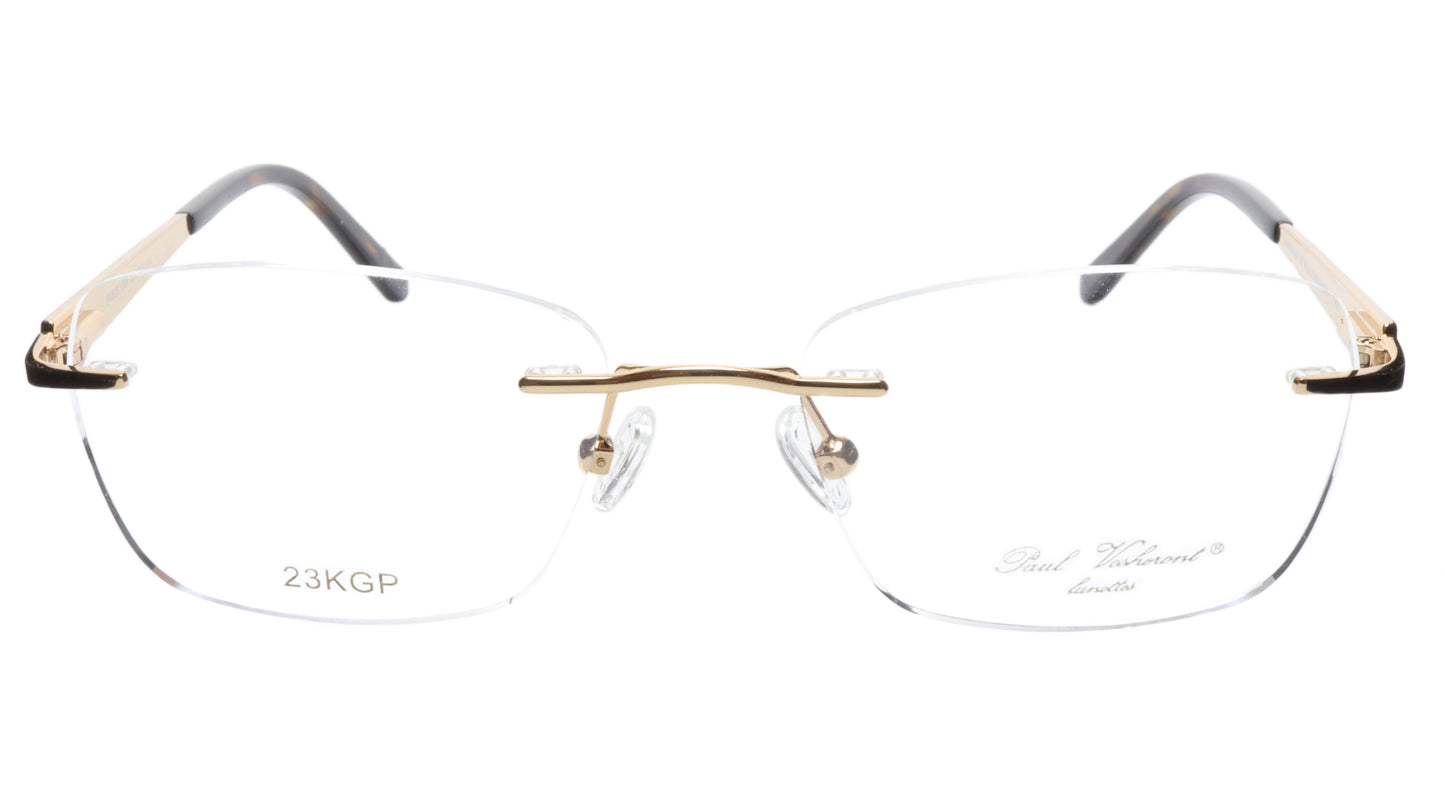 Paul Vosheront Eyeglasses Frame PV503 C01 Gold Plated Acetate Italy 52-17-135 36 - Frame Bay