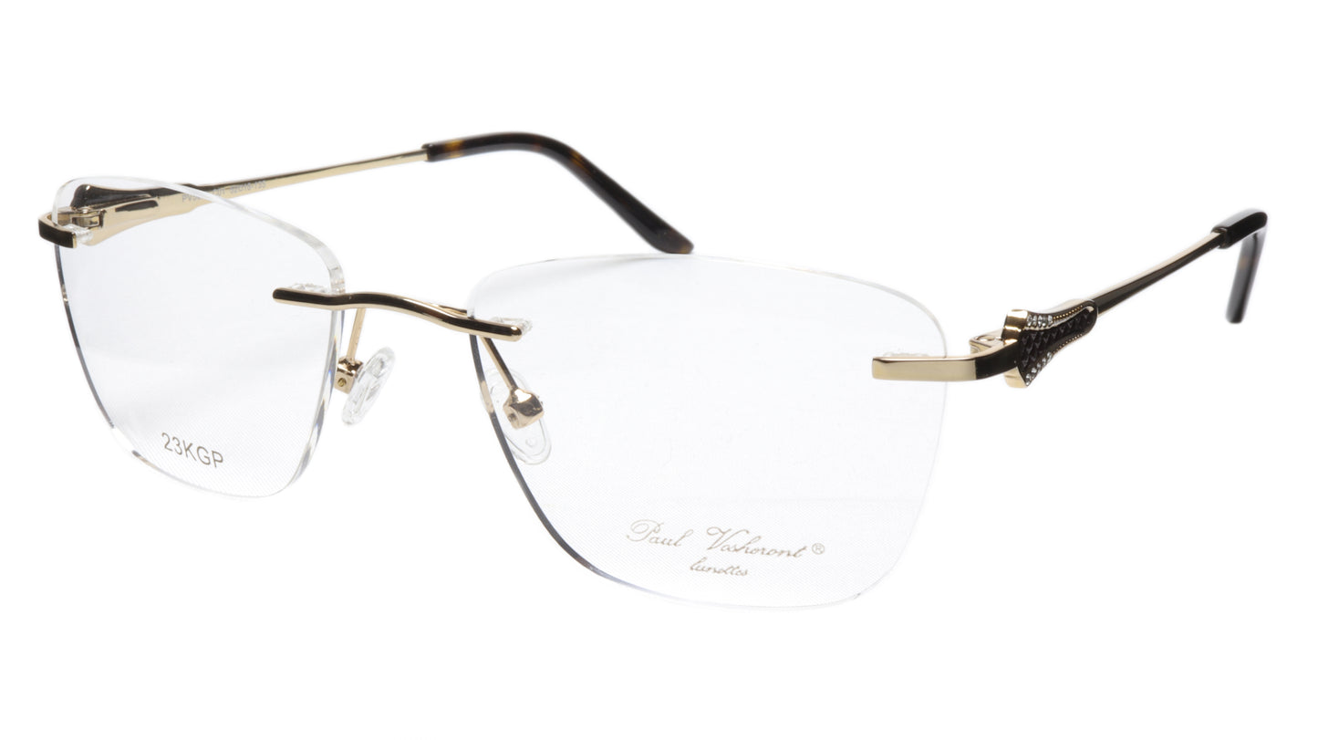 Paul Vosheront Eyeglasses Frame PV501 C01 Gold Plated Acetate Italy 52-18-135 37 - Frame Bay