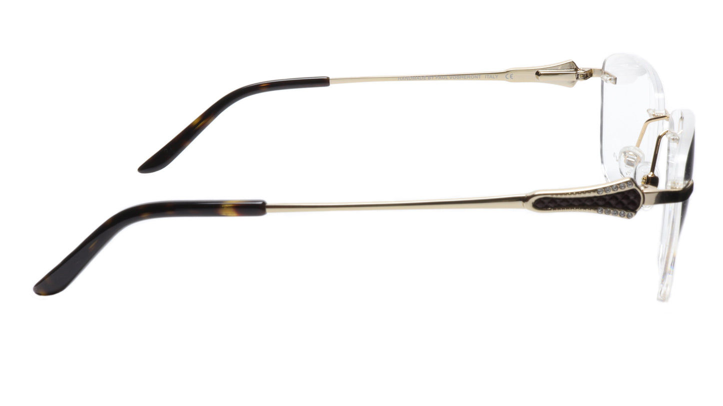Paul Vosheront Eyeglasses Frame PV501 C01 Gold Plated Acetate Italy 52-18-135 37 - Frame Bay