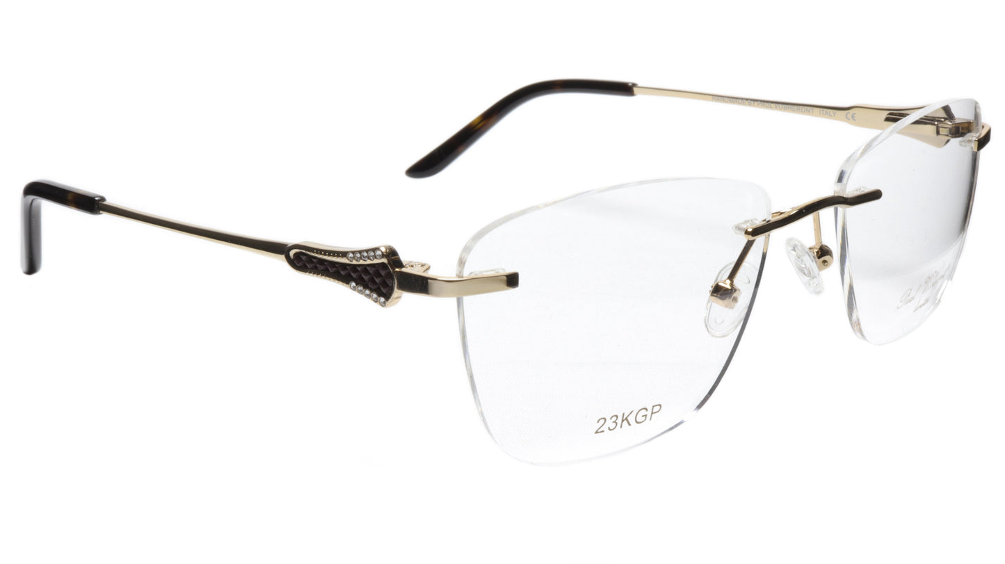 Paul Vosheront Eyeglasses Frame PV501 C01 Gold Plated Acetate Italy 52-18-135 37 - Frame Bay