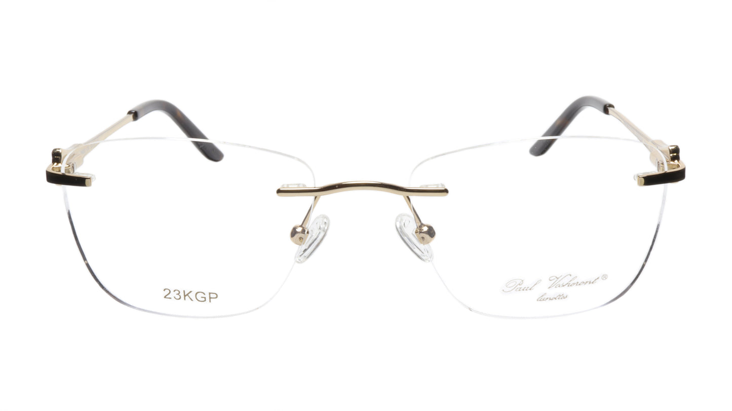 Paul Vosheront Eyeglasses Frame PV501 C01 Gold Plated Acetate Italy 52-18-135 37 - Frame Bay