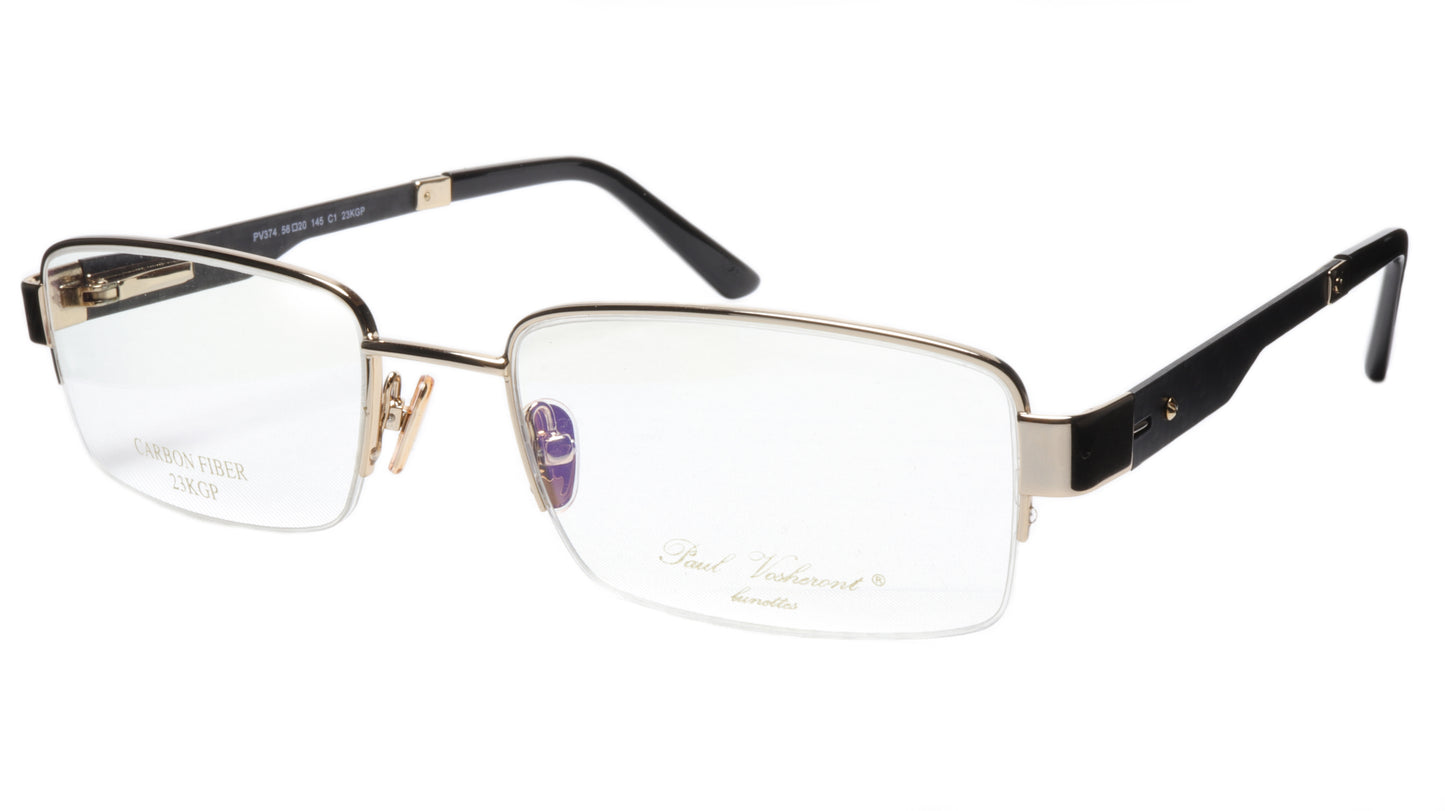 Paul Vosheront Eyeglasses Frame PV374 C1 Gold Plated Acetate Italy 56-20-145 33 - Frame Bay