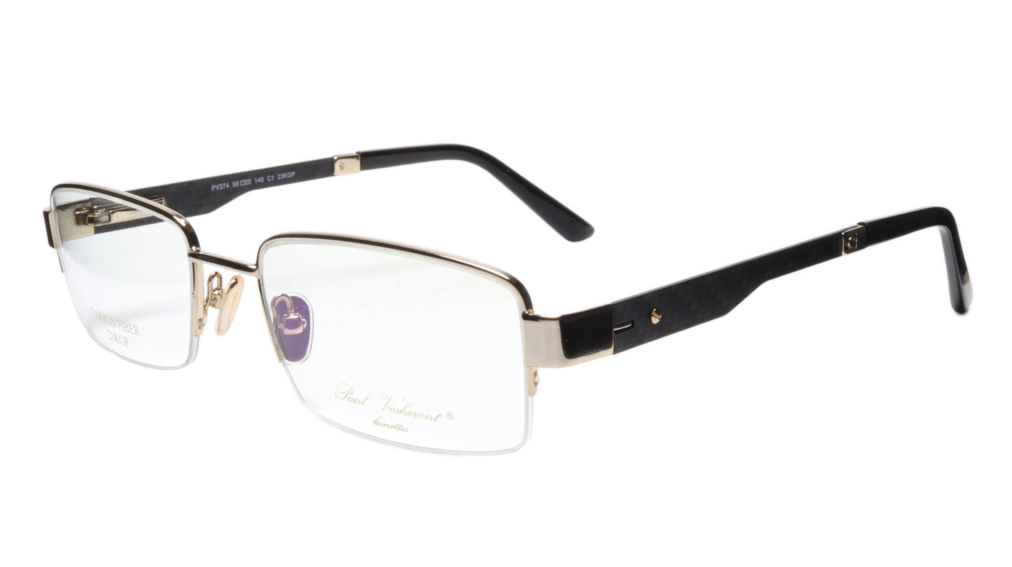 Paul Vosheront Eyeglasses Frame PV374 C1 Gold Plated Acetate Italy 56-20-145 33 - Frame Bay