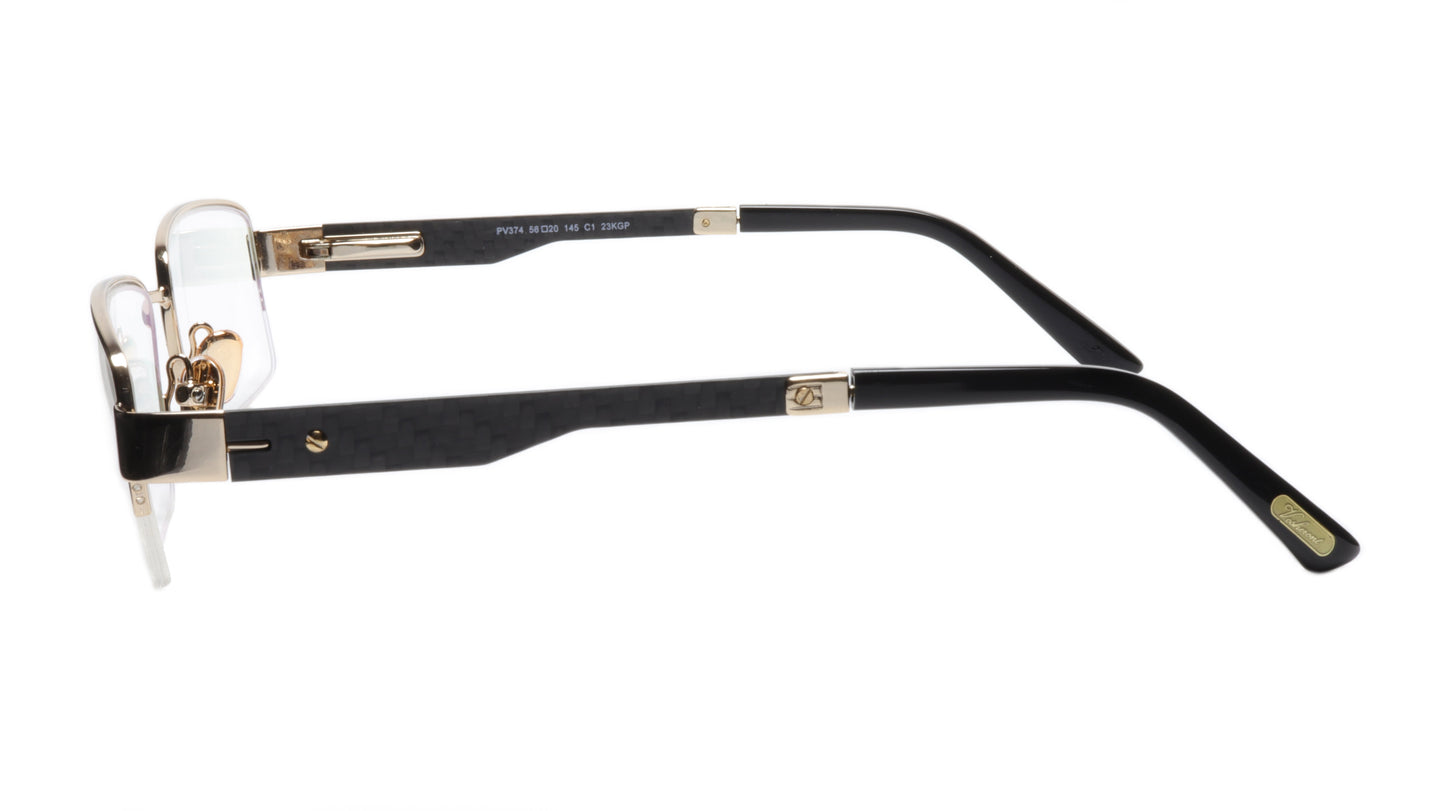 Paul Vosheront Eyeglasses Frame PV374 C1 Gold Plated Acetate Italy 56-20-145 33 - Frame Bay