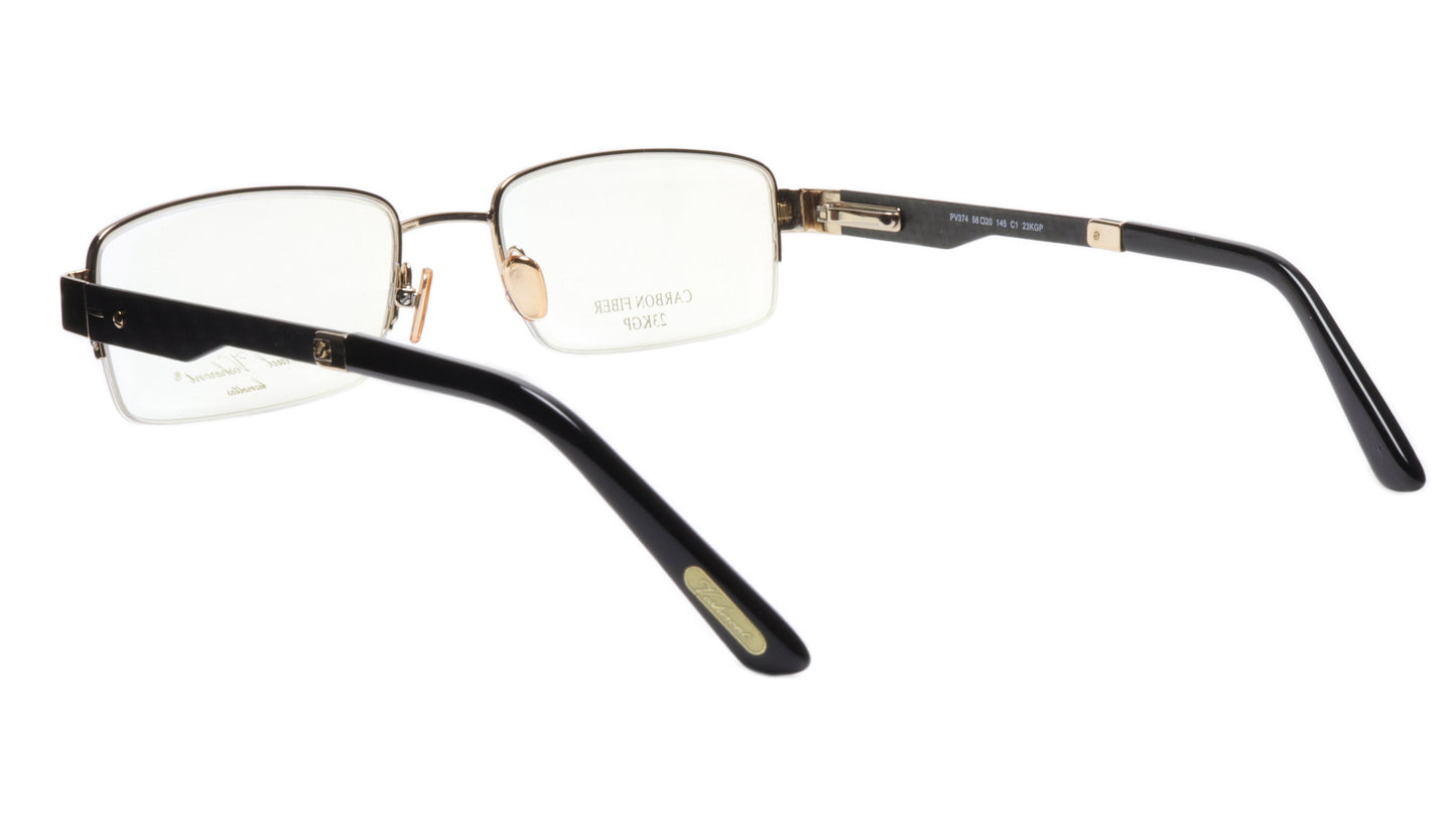 Paul Vosheront Eyeglasses Frame PV374 C1 Gold Plated Acetate Italy 56-20-145 33 - Frame Bay