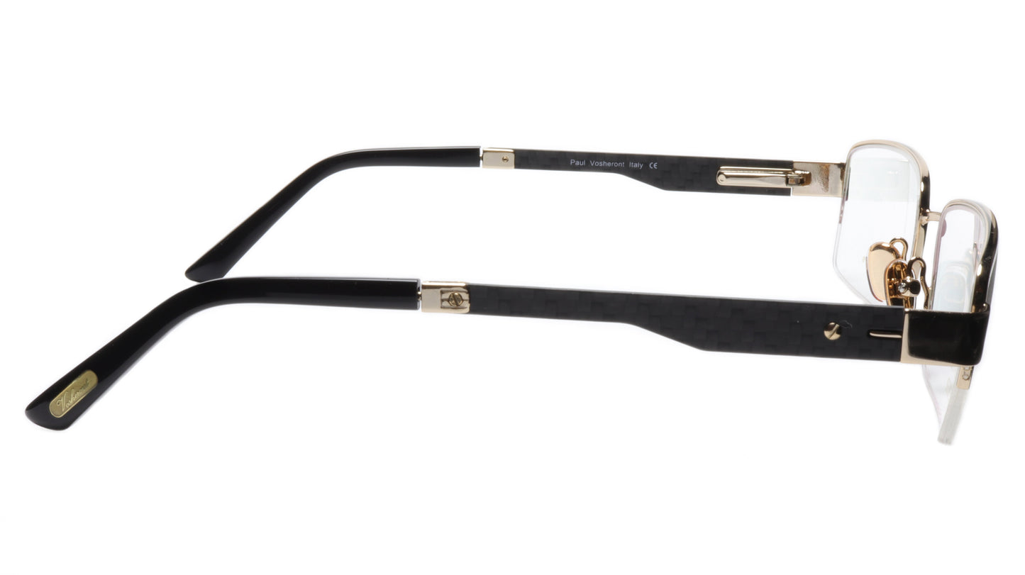 Paul Vosheront Eyeglasses Frame PV374 C1 Gold Plated Acetate Italy 56-20-145 33 - Frame Bay