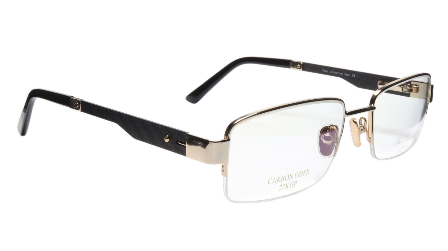 Paul Vosheront Eyeglasses Frame PV374 C1 Gold Plated Acetate Italy 56-20-145 33 - Frame Bay