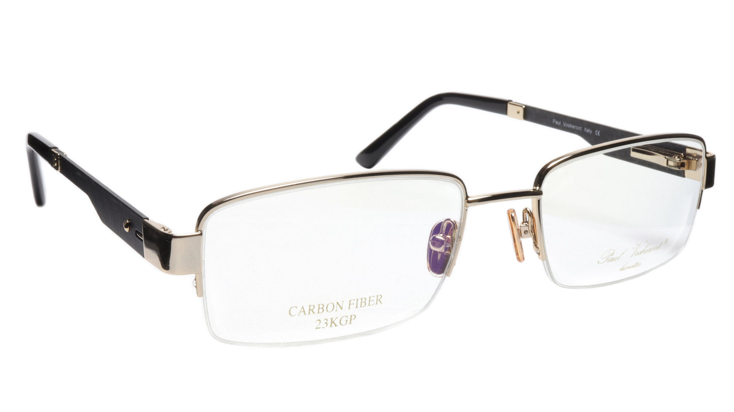 Paul Vosheront Eyeglasses Frame PV374 C1 Gold Plated Acetate Italy 56-20-145 33 - Frame Bay