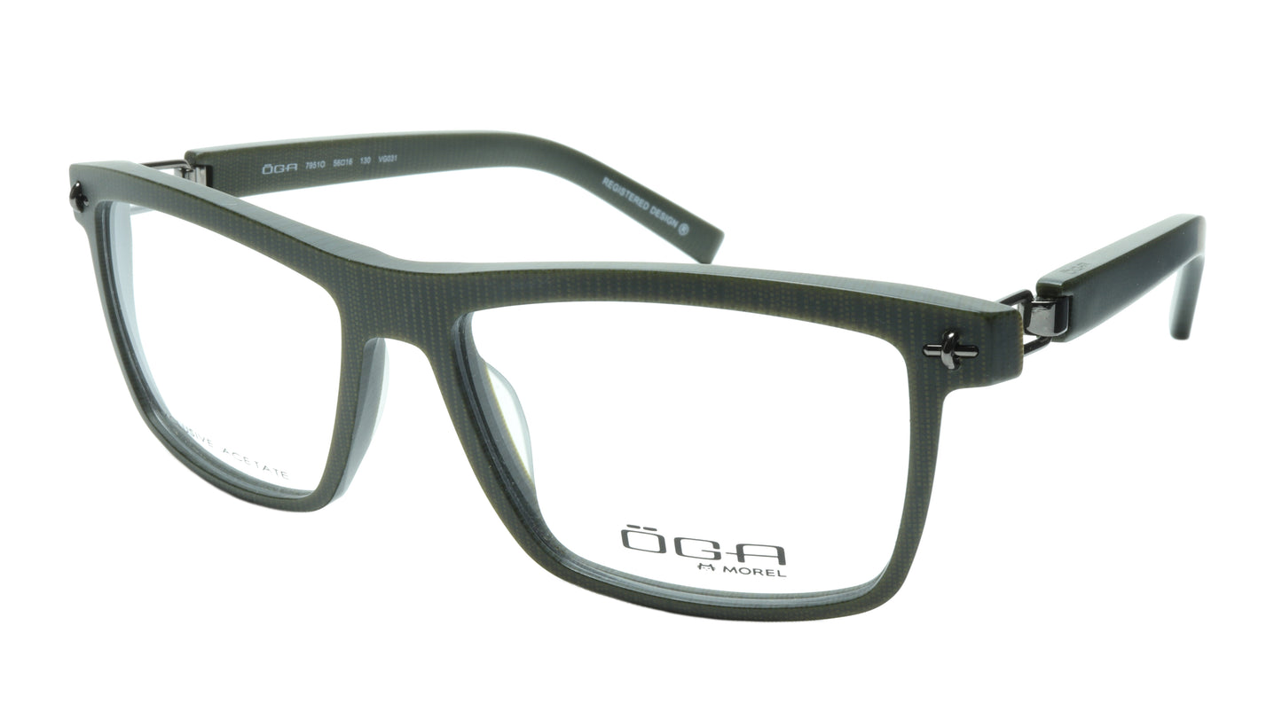 OGA Morel Eyeglasses Frame 7951O VG031 Acetate Dark Green France 56-16-130, 38 - Frame Bay