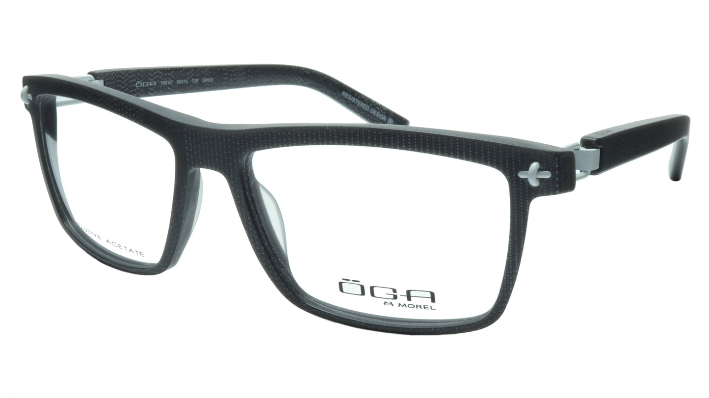 OGA Morel Eyeglasses Frame 7951O GW033 Acetate Grey White France 56-16-130, 38 - Frame Bay