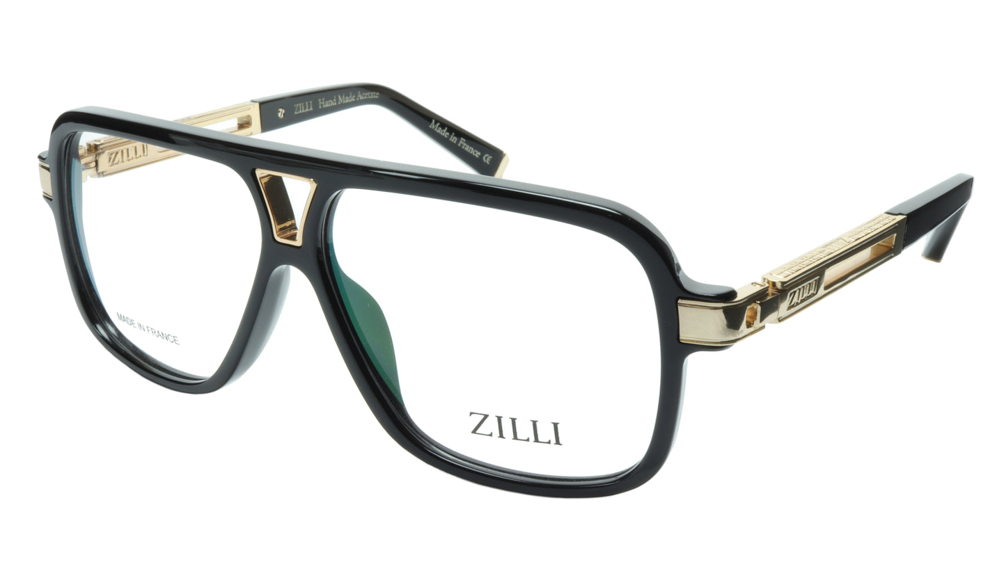 ZILLI Eyeglasses Frame Titanium Acetate Black Gold France Made ZI 60019 C01 - Frame Bay