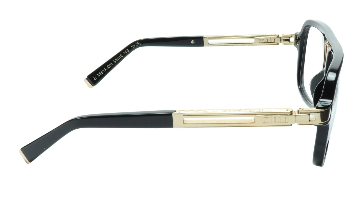 ZILLI Eyeglasses Frame Titanium Acetate Black Gold France Made ZI 60019 C01 - Frame Bay