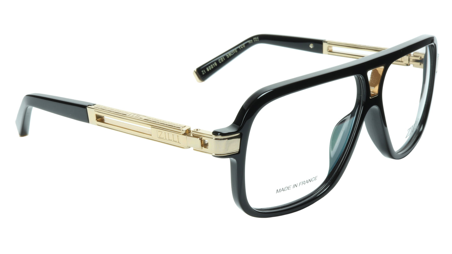 ZILLI Eyeglasses Frame Titanium Acetate Black Gold France Made ZI 60019 C01 - Frame Bay