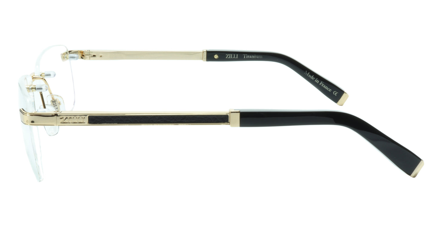 ZILLI Eyeglasses Frame Titanium Acetate Black Gold France Made ZI 60034 C04 - Frame Bay