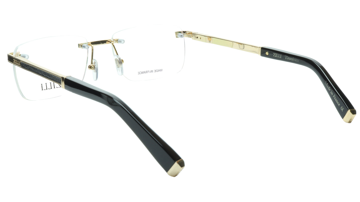 ZILLI Eyeglasses Frame Titanium Acetate Black Gold France Made ZI 60034 C04 - Frame Bay