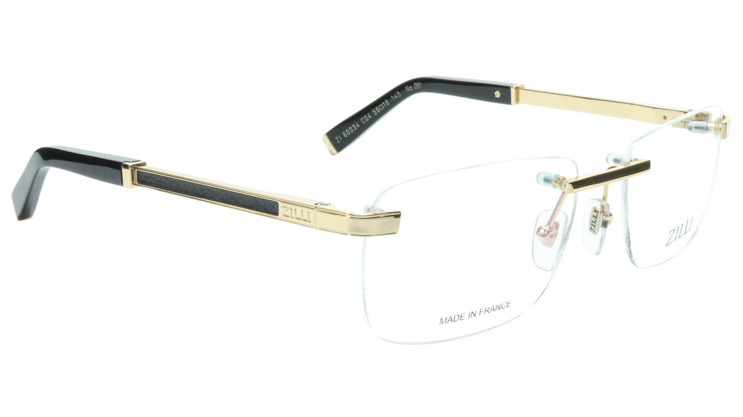 ZILLI Eyeglasses Frame Titanium Acetate Black Gold France Made ZI 60034 C04 - Frame Bay