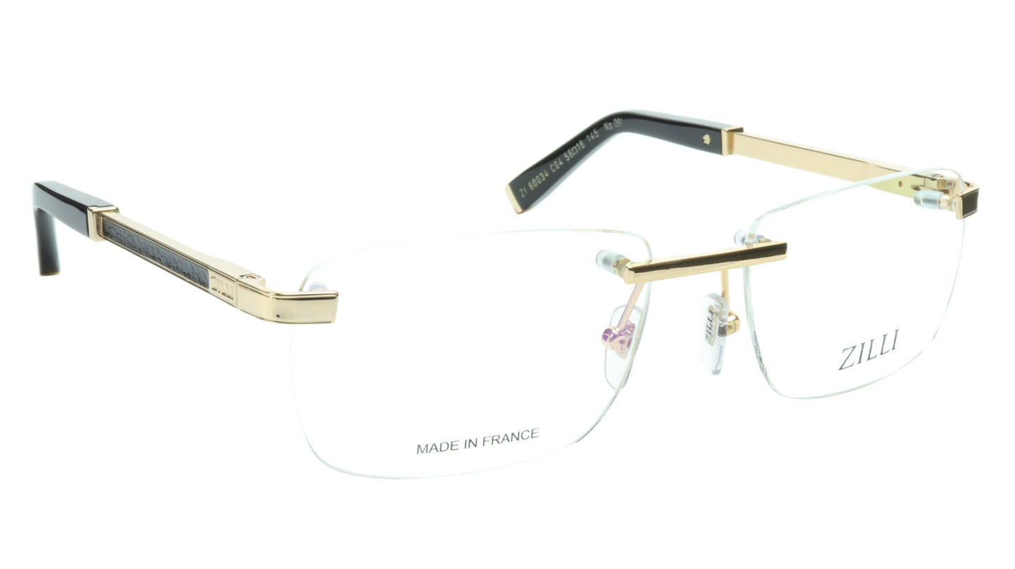 ZILLI Eyeglasses Frame Titanium Acetate Black Gold France Made ZI 60034 C04 - Frame Bay