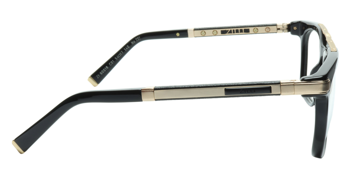 ZILLI Eyeglasses Frame Titanium Acetate Black Gold France Made ZI 60018 C01 - Frame Bay