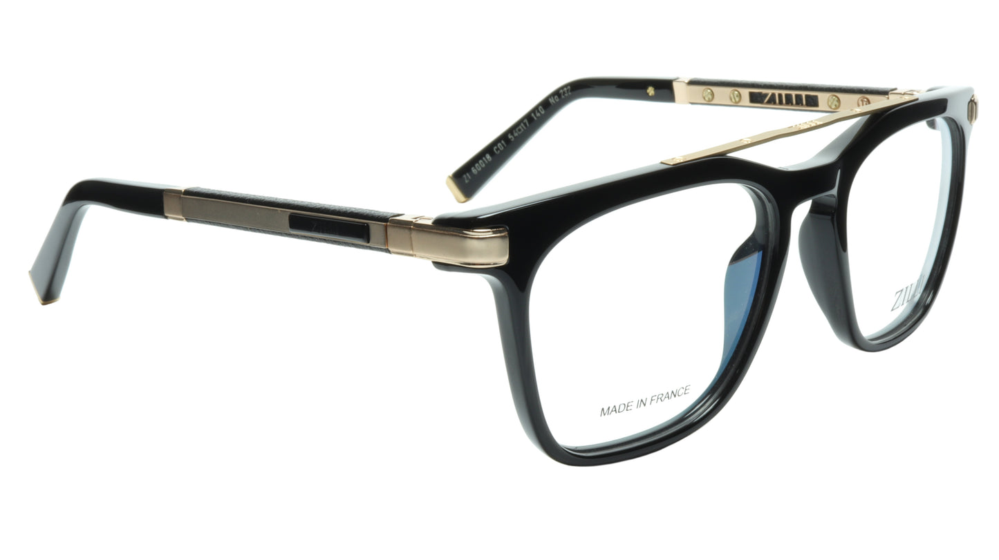 ZILLI Eyeglasses Frame Titanium Acetate Black Gold France Made ZI 60018 C01 - Frame Bay