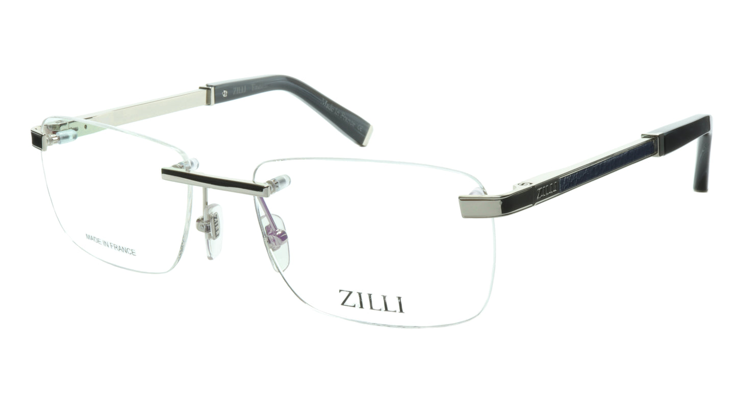 ZILLI Eyeglasses Frame Titanium Acetate Silver Blue France Made ZI 60034 C08 - Frame Bay