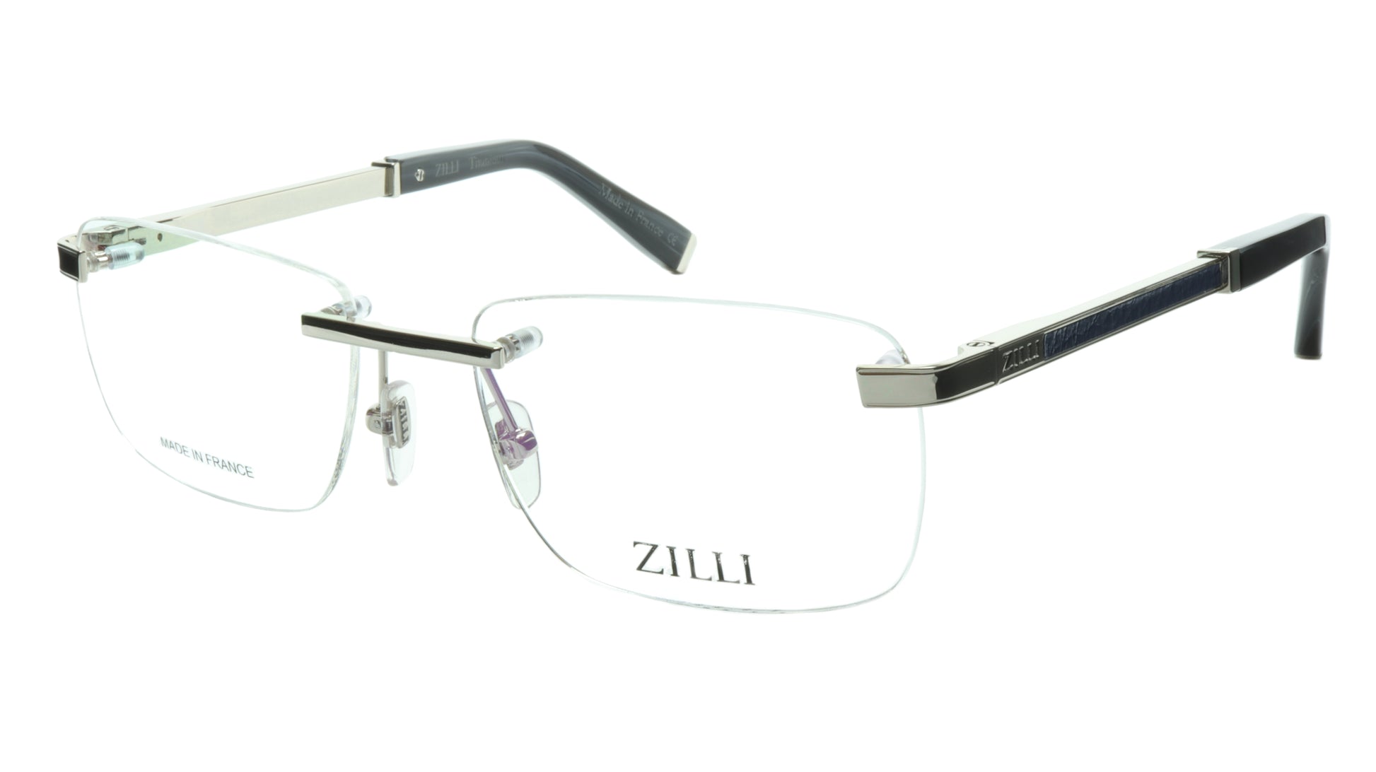 ZILLI Eyeglasses Frame Titanium Acetate Silver Blue France Made ZI 60034 C08 - Frame Bay