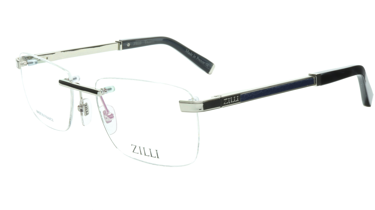 ZILLI Eyeglasses Frame Titanium Acetate Silver Blue France Made ZI 60034 C08 - Frame Bay