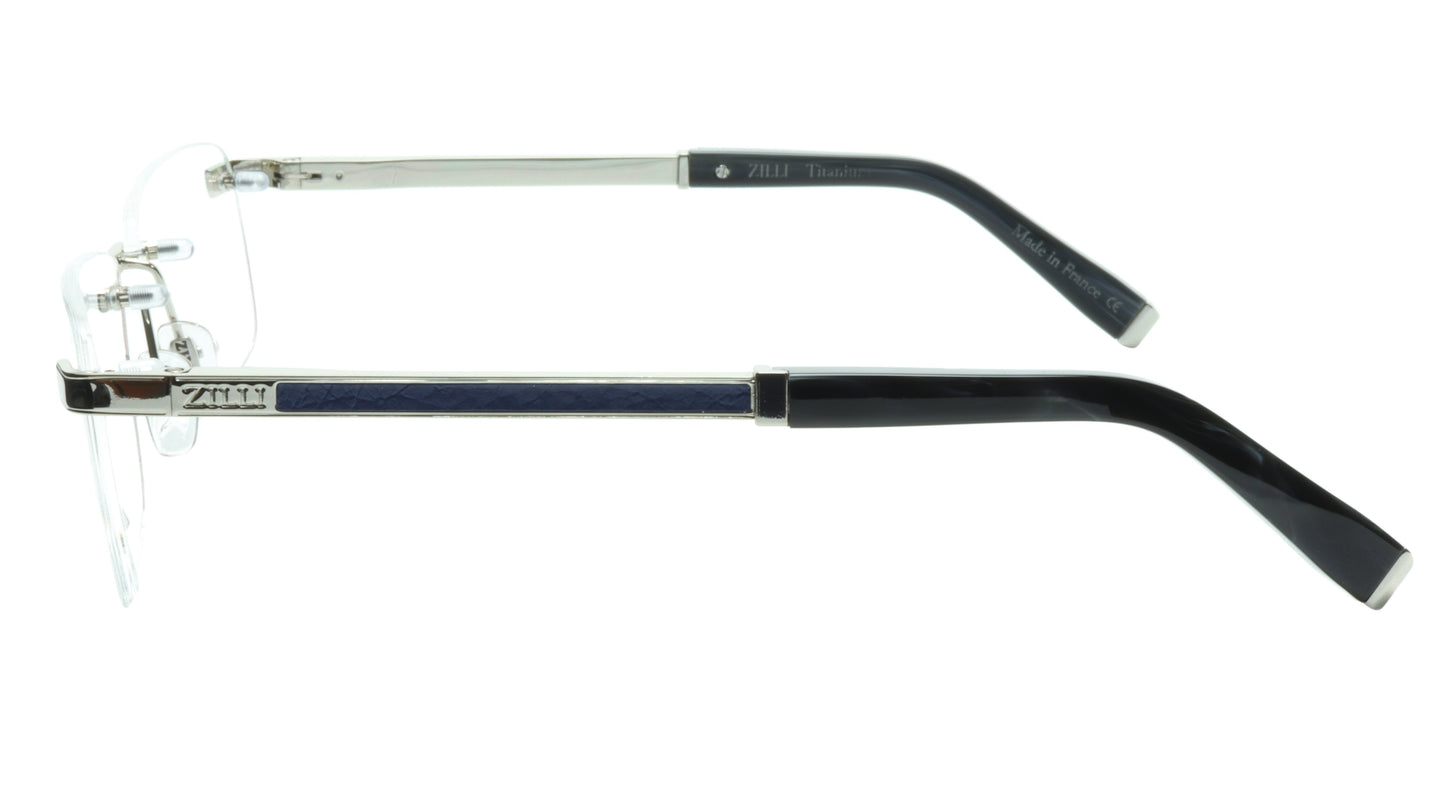 ZILLI Eyeglasses Frame Titanium Acetate Silver Blue France Made ZI 60034 C08 - Frame Bay