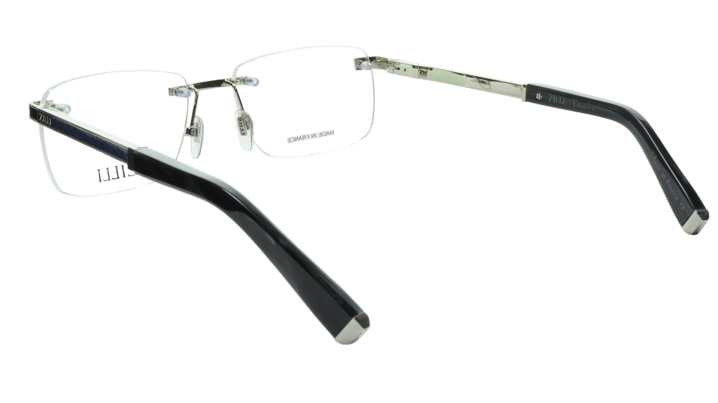 ZILLI Eyeglasses Frame Titanium Acetate Silver Blue France Made ZI 60034 C08 - Frame Bay