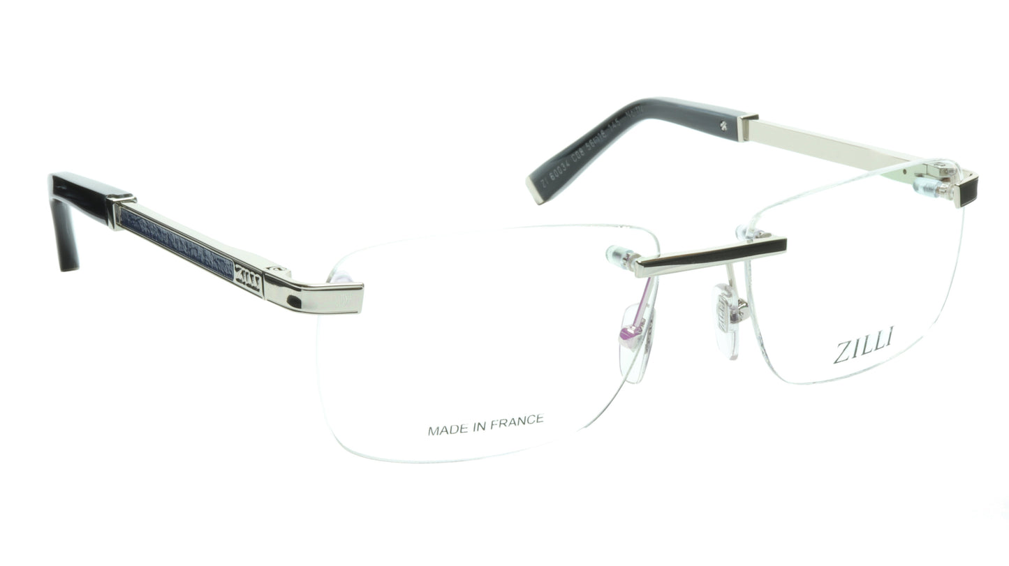 ZILLI Eyeglasses Frame Titanium Acetate Silver Blue France Made ZI 60034 C08 - Frame Bay