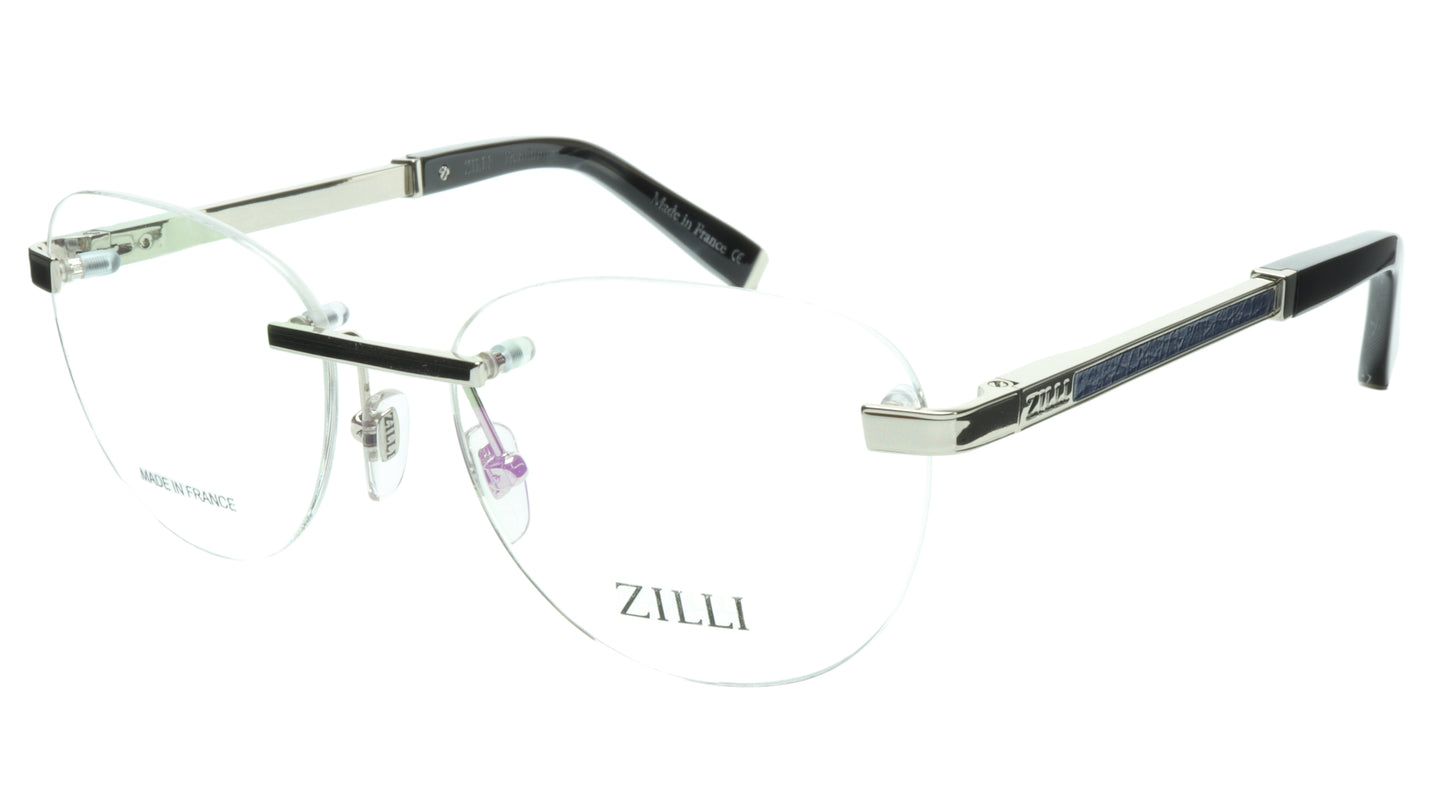 ZILLI Eyeglasses Frame Titanium Acetate Silver Blue France Made ZI 60035 C08 - Frame Bay