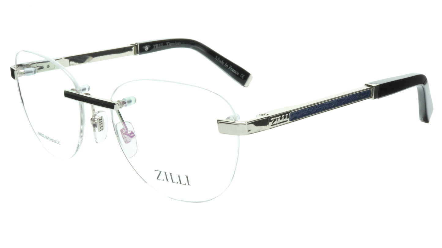 ZILLI Eyeglasses Frame Titanium Acetate Silver Blue France Made ZI 60035 C08 - Frame Bay
