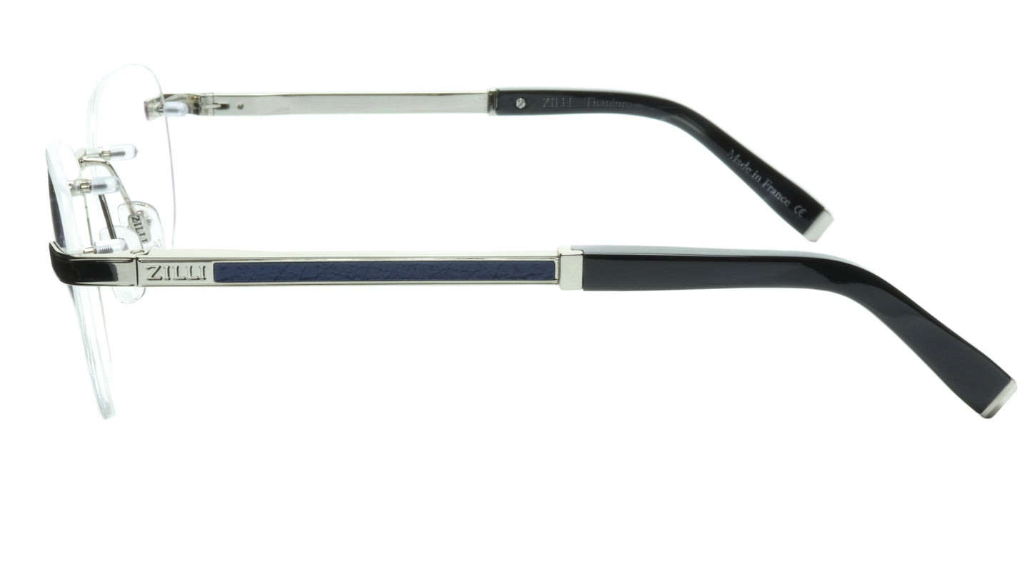 ZILLI Eyeglasses Frame Titanium Acetate Silver Blue France Made ZI 60035 C08 - Frame Bay