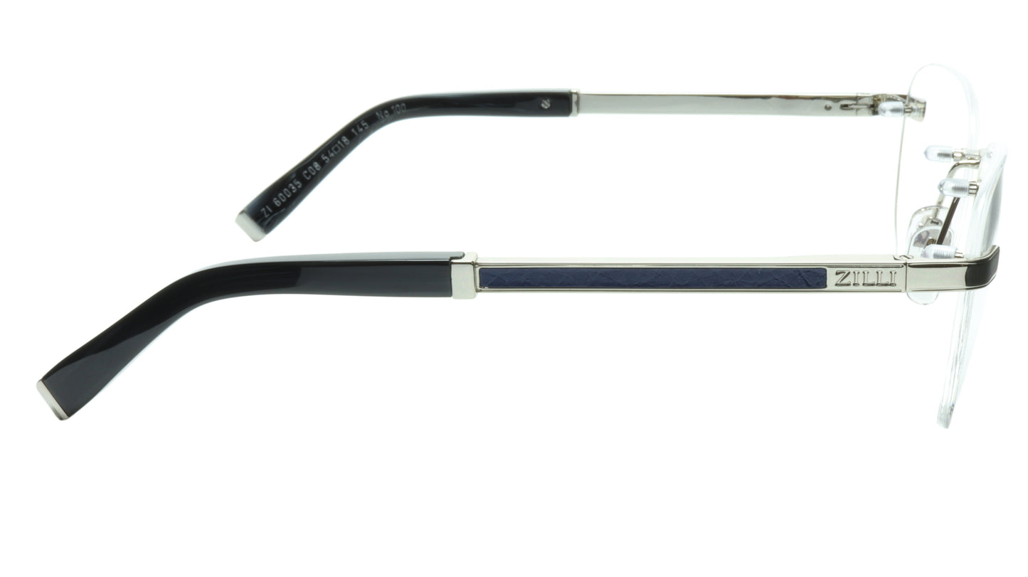 ZILLI Eyeglasses Frame Titanium Acetate Silver Blue France Made ZI 60035 C08 - Frame Bay