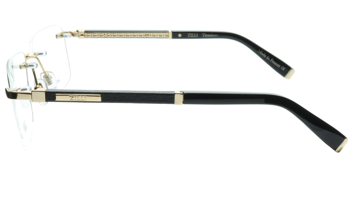 ZILLI Eyeglasses Frame Titanium Acetate Black Gold France Made ZI 60032 C04 - Frame Bay