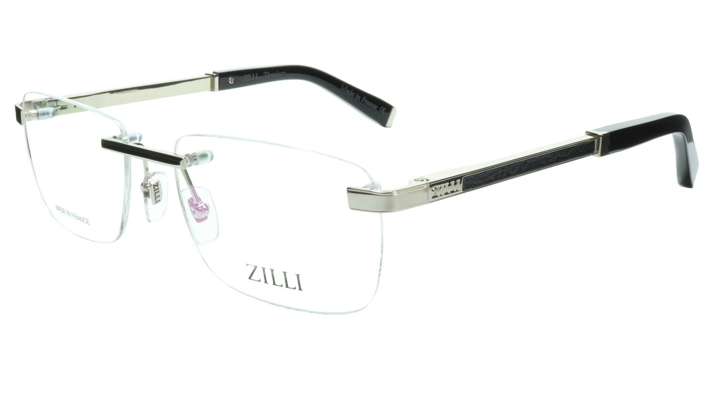 ZILLI Eyeglasses Frame Titanium Acetate Silver France Made ZI 60034 C07 - Frame Bay