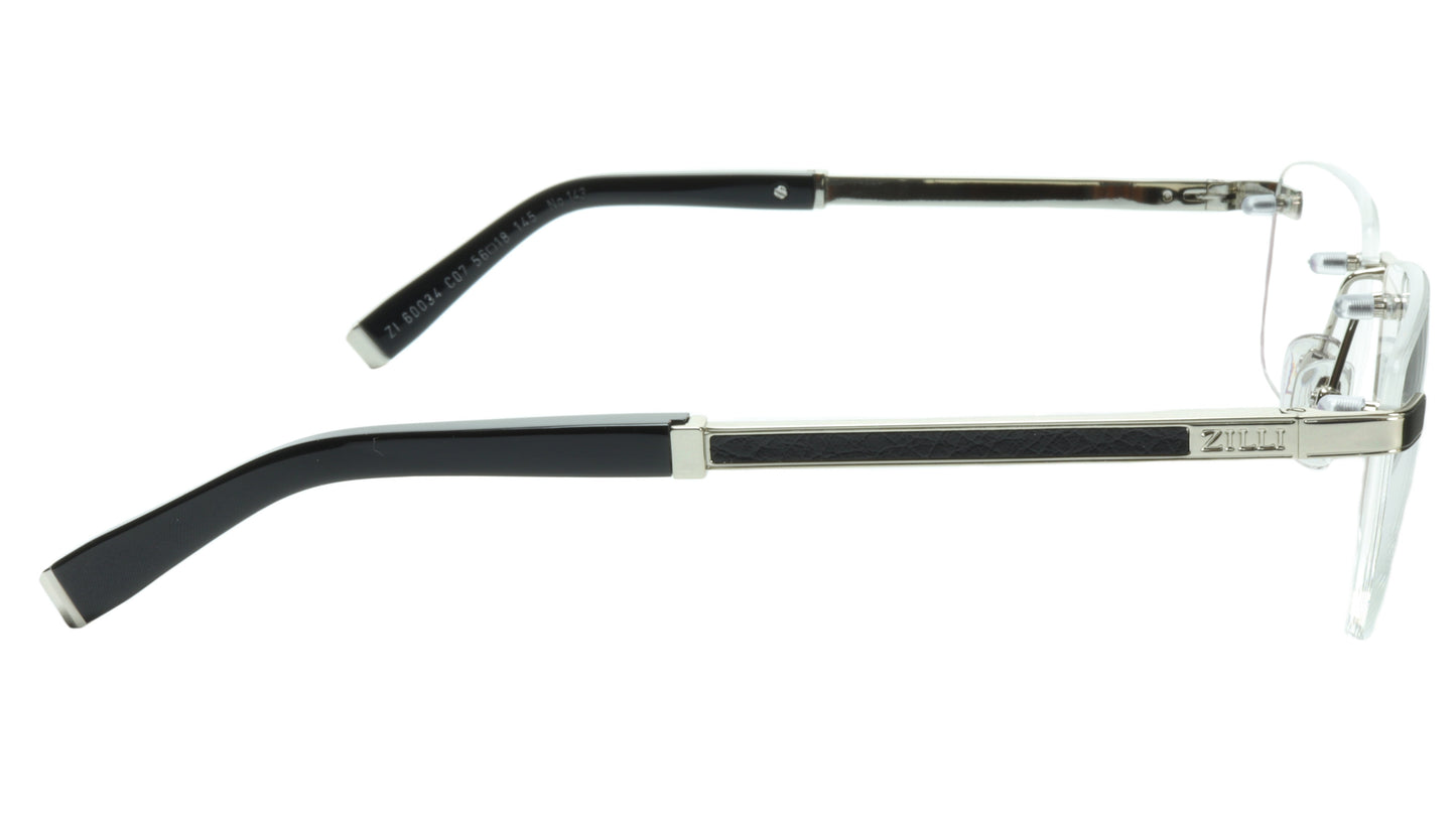 ZILLI Eyeglasses Frame Titanium Acetate Silver France Made ZI 60034 C07 - Frame Bay