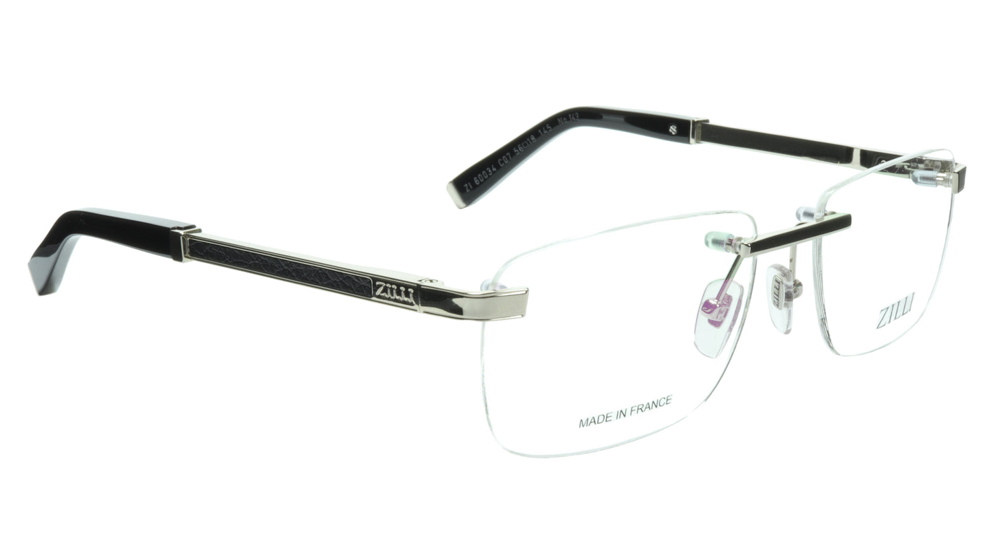 ZILLI Eyeglasses Frame Titanium Acetate Silver France Made ZI 60034 C07 - Frame Bay