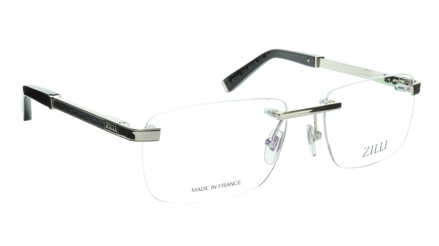 ZILLI Eyeglasses Frame Titanium Acetate Silver France Made ZI 60034 C07 - Frame Bay