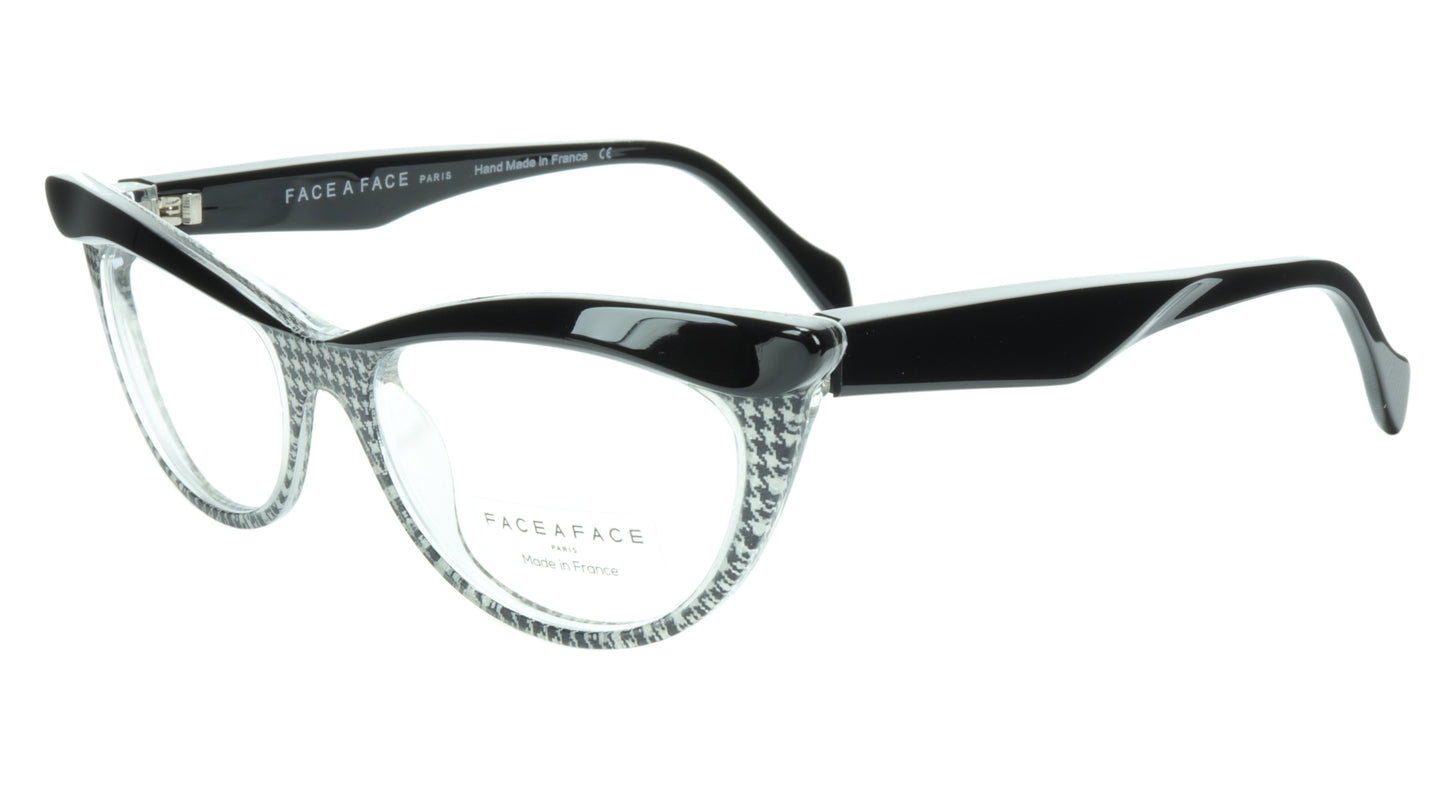 Face A Face Eyeglasses Frame Ebony 4 AT17 Acetate Black Crystal 50-16-135 31 - Frame Bay