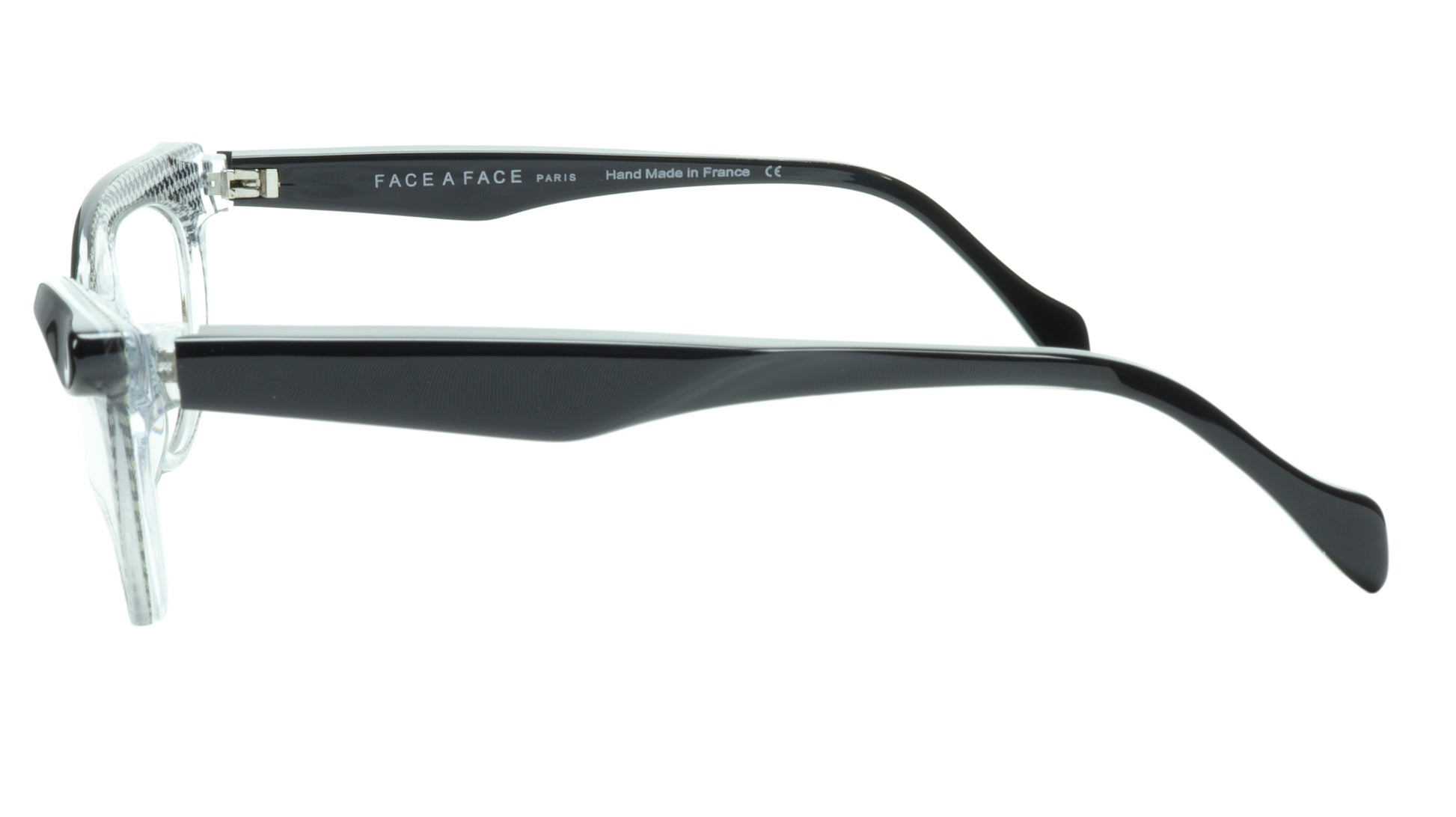 Face A Face Eyeglasses Frame Ebony 4 AT17 Acetate Black Crystal 50-16-135 31 - Frame Bay